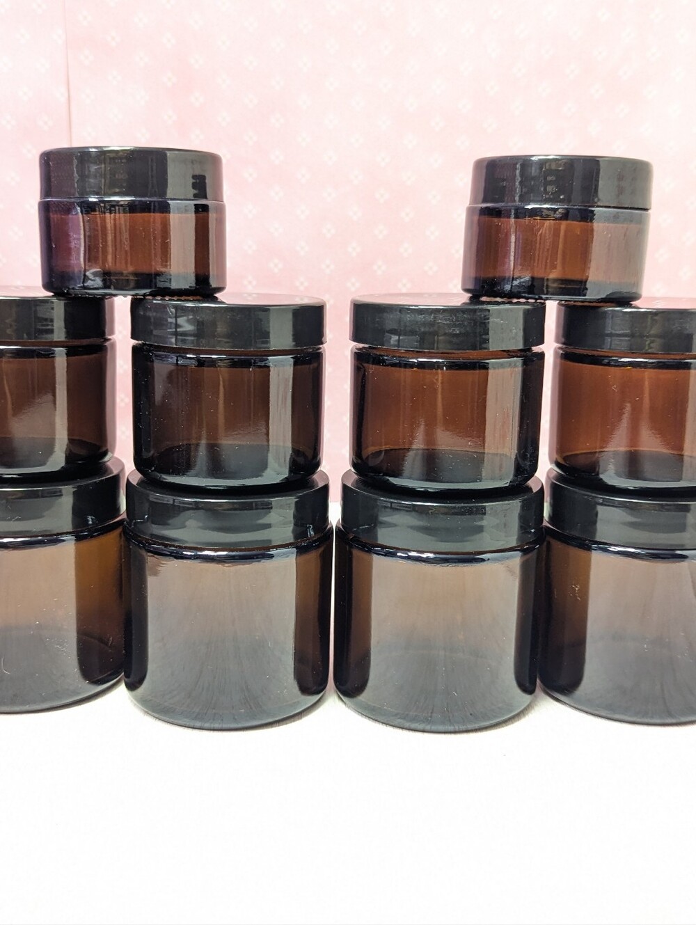 Amber Glass Jars Straight Sided cosmetics